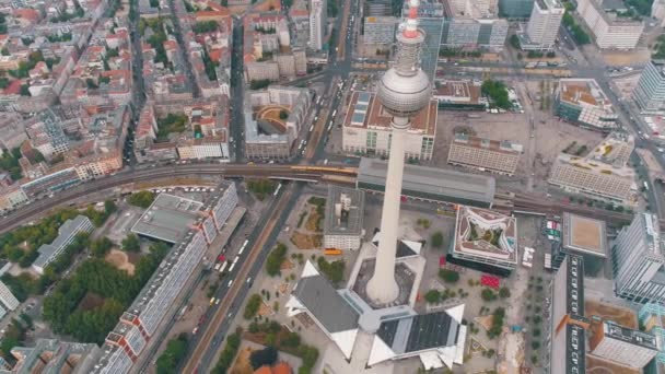 Flygfoto Över Berlins Stadsarkitektur Bostäder Och Affärsbyggnader — Stockvideo