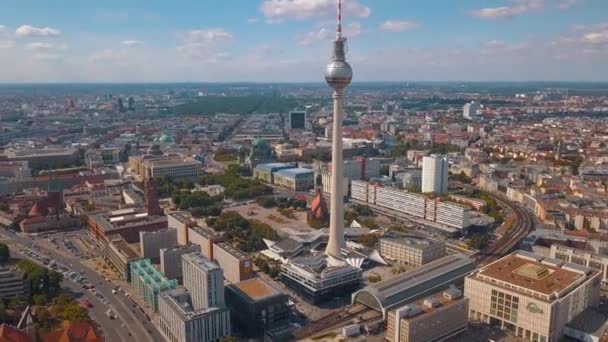 Letecký Pohled Berlínskou Architekturu Obývací Obytné Domy Obchodní Budovy — Stock video
