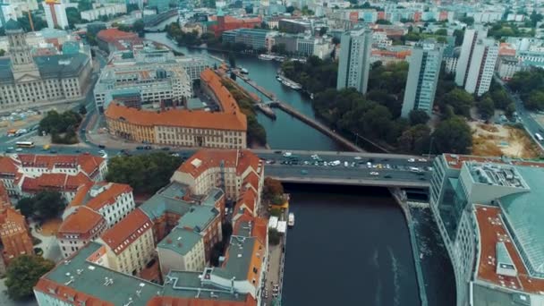 Aerial View Berlin City Architecture Living Residential Houses Business Buildings — Stock Video