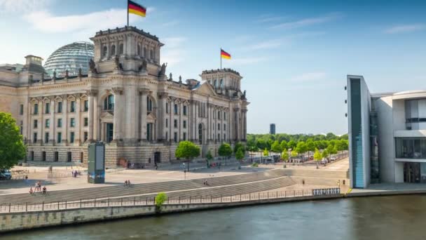 Berlín Německo Květen 2019 Timelapse View Berlin City Reichstag River — Stock video