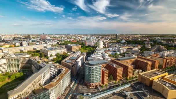 Berlin Germany Junho 2019 Panorama Aéreo Berlim Drone Panning Shot — Vídeo de Stock