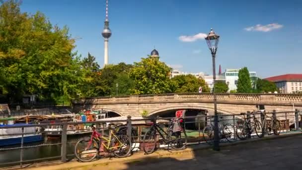 Berlijn Duitsland Mei 2019 Timelapse Uitzicht Centraal Berlijn Beroemde Televisietoren — Stockvideo
