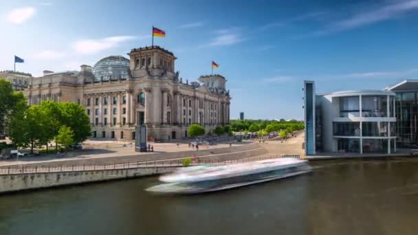 Berlin Németország 2019 Május Timelapse View Berlin City Reichstag Riverside — Stock videók