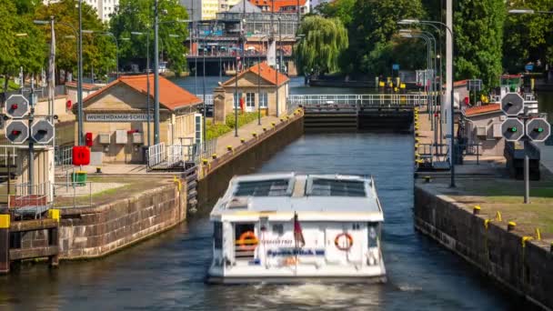 Berlin Jermany Mungkin 2019 Pandangan Timelapse Tentang Pergerakan Perahu Dan — Stok Video