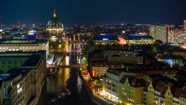 Berlin Almanya Mayıs 2019 Berlin Şehir Merkezinin Zaman Çizelgesi Gece — Stok video