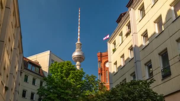 Berlin, Németország - 2019. május: Timelapse view of historical city centre of Berlin old famous buildings near the Spree river — Stock videók
