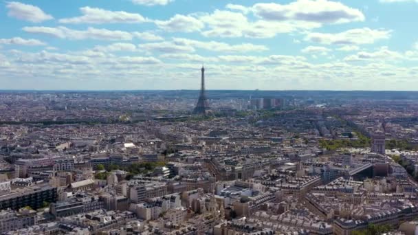 Panorama Över Paris Timelapse Solig Dag Med Blå Molnig Himmel — Stockvideo