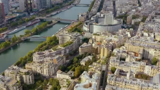 PARIS, FRANCE - MAY, 2019: Aerial drone view of Paris city centre. Historical part of the city with sights. — Wideo stockowe