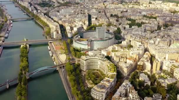 PARIS, FRANCE - MAY, 2019: Aerial drone view of Paris city centre. Historical part of the city with sights. — Wideo stockowe