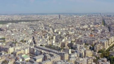 PARIS, FRANCE - MAY, 2019: Aerial drone view of Paris city centre. Historical part of the city with sights.