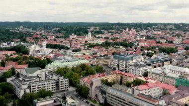 VILNIUS, LITHUANIA - JULY, 2019: Aerial view of the old city centre of Vilnius - most popular sightseeing in Lithuania.