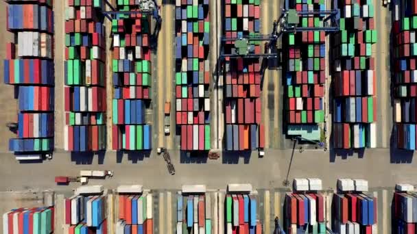 HOCHIMINH, VIETNAM - APRIL, 2020: Aerial panorama view of containers at the port in Hochiminh. — Stock Video