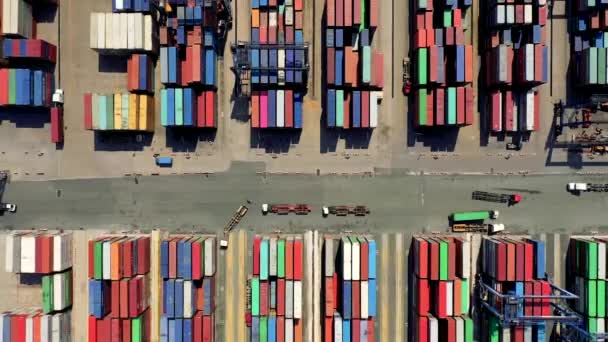 HOCHIMINH, VIETNAM - APRIL, 2020: Aerial panorama view of containers at the port in Hochiminh. — Stock Video