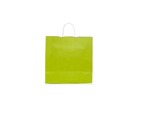 Saco de compras verde isolado no fundo branco — Fotografia de Stock