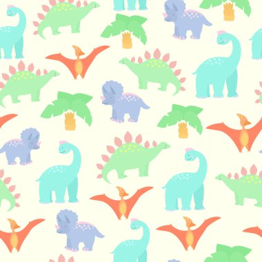 Karikatür tarzı dinozorlar ile sorunsuz arka plan