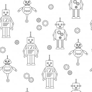 Çocuk siyah-beyaz desen ile robotlar