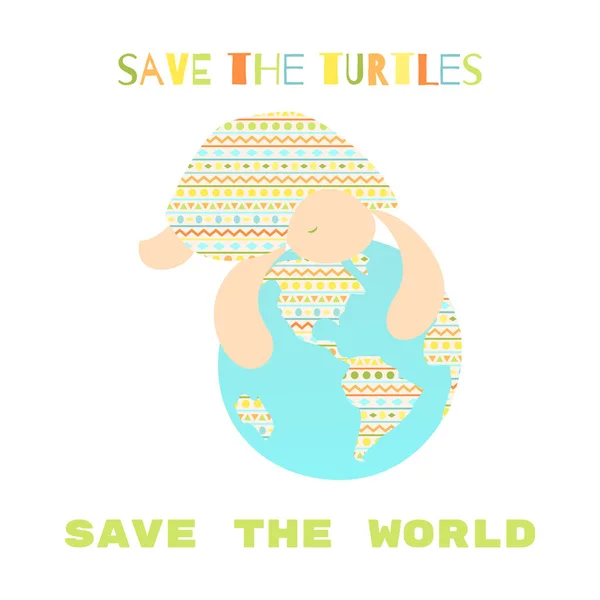 Zapisać żółwi. Uratować świat — Wektor stockowy