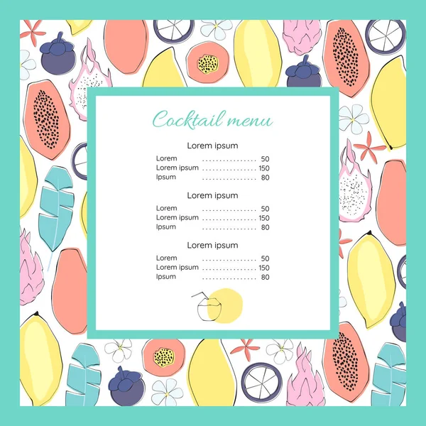 Modèle de menu de cocktail — Image vectorielle