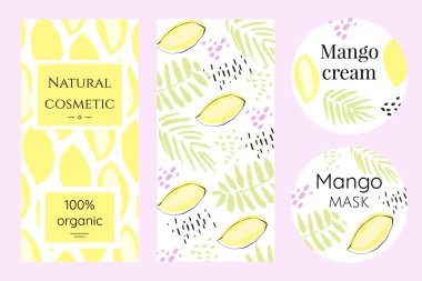 Bir dizi etiketi mango kozmetikler için