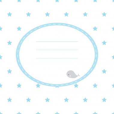 Balina ile şirin tebrik kartı. Starfishes sorunsuz vektör arka plan