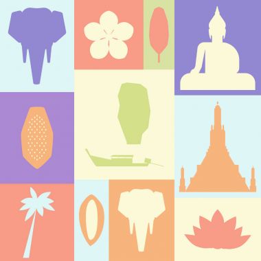 Tayland sembolleri ile bir poster