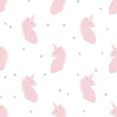 Tek boynuzlu at patchwork tarzı Dikişsiz desen vektör