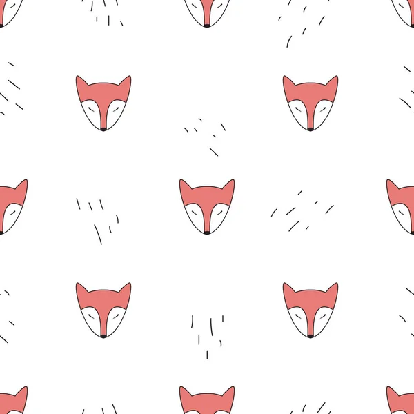 Niedlichen Fuchs Gesichter Vektor nahtlose Muster — Stockvektor