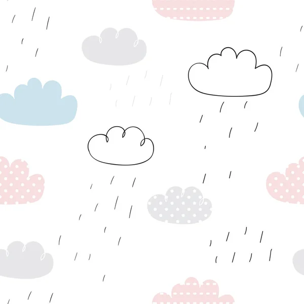 Today is rainy day. Seamless vector pattern with clouds — Stock Vector