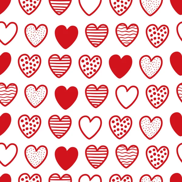 Şirin el çizilen kalpler sorunsuz vektör desen.