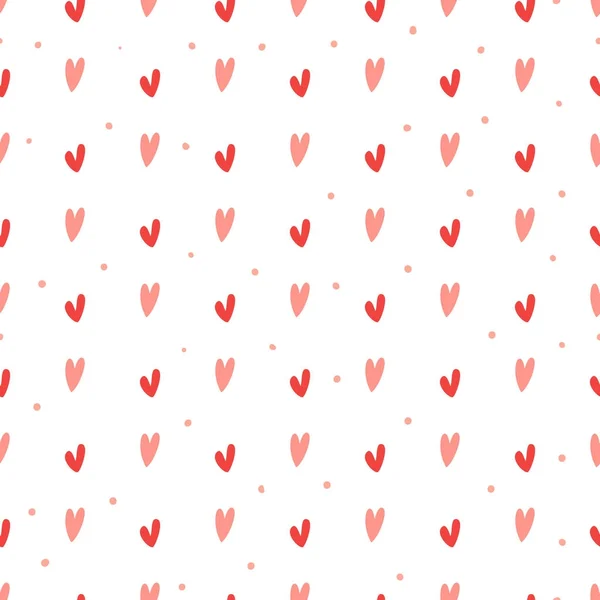 Cute hand drawn hearts and dots seamless vector pattern. — Stock Vector