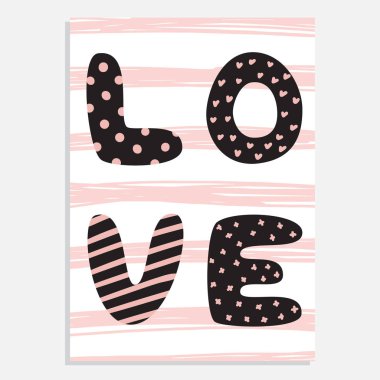 Sevgililer günü vektör kartı şirin el çekilmiş.