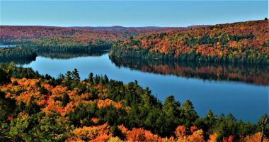 Kabinleri Rock iz hiking ise güzel ve renkli renklerde sonbaharın Algonquin Provincial Park.