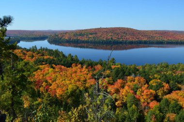 Kabinleri Rock iz hiking ise güzel ve renkli renklerde sonbaharın Algonquin Provincial Park.