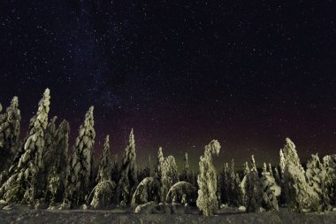 Gece gökyüzü Lapland Finland