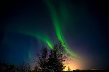 Gece gökyüzü Lapland Finland