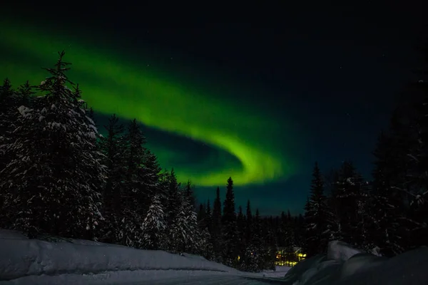 Nothern Lights Finland Paljakka Puolanka — Stock Photo, Image