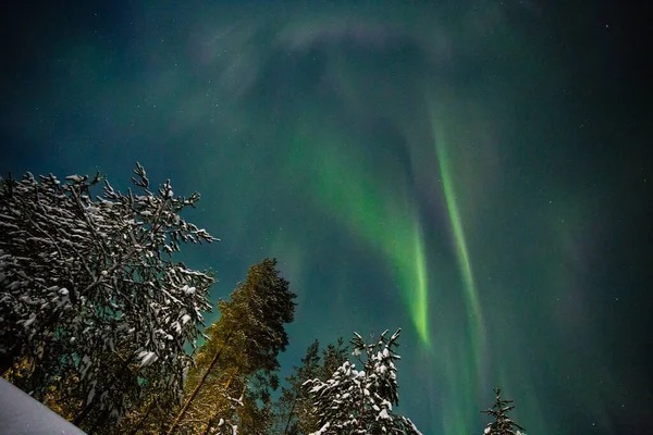 Nothern Lights Finland Paljakka Puolanka — Stock Photo, Image