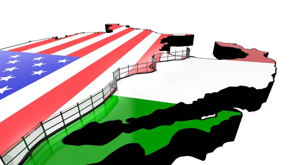 Sınır duvar Beween Amerika ve Meksika 3d çizim