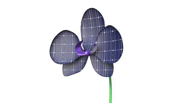 兰花的太阳能电池板概念隔离的 3d 渲染 — 图库照片