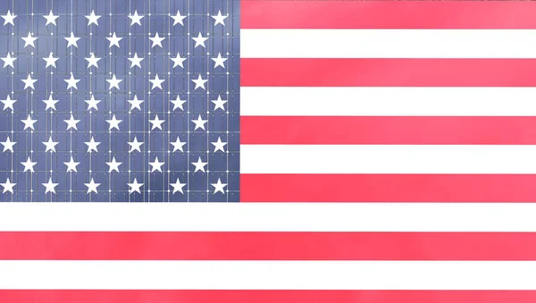 Solar Energy koncepcji przy użyciu flagi Stanów Zjednoczonych 3d pozdrowienie — Zdjęcie stockowe