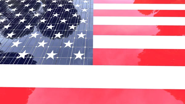 Güneş Enerji kavramı Amerika Birleşik Devletleri bayrağı kullanarak 3d Illustratio
