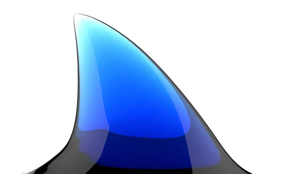 Köpekbalığı yüzgeci mavi kristal 3d çizim — Stok fotoğraf