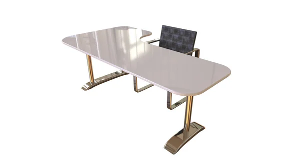 Mesa de oficina y silla 3d renderizado aislado en un fondo blanco —  Fotos de Stock