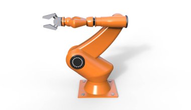 3D render serin endüstriyel robot kol üzerinde beyaz backgrou