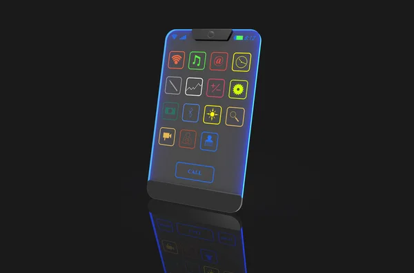 Современный прозрачный телефон 3d иллюстрация — стоковое фото