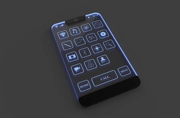 Ilustración moderna teléfono transparente 3d — Foto de Stock