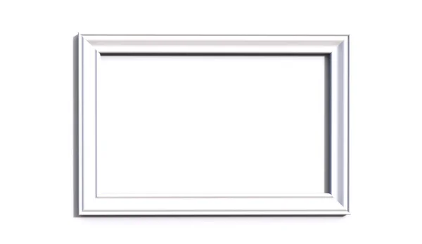 3D-rendering van moderne hangende witte kleur photo frame op een whit — Stockfoto
