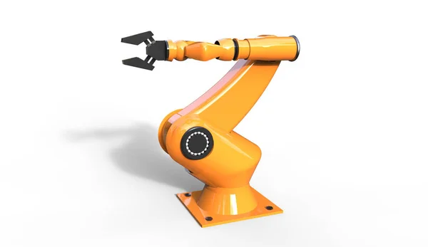 3D representación de brazo robótico industrial fresco sobre un fondo blanco —  Fotos de Stock