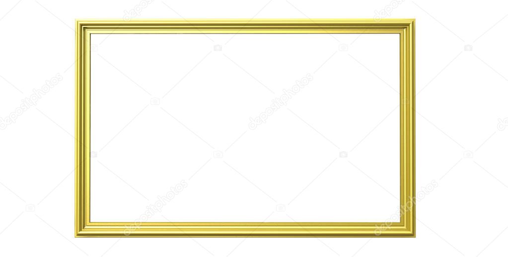 3d rendering of  isolated modern hanging golden color photo fram