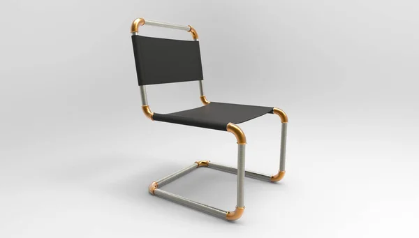 Diseño creativo de la silla en voladizo hecho de piezas de tubería 3d illustr —  Fotos de Stock